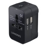 LIANSING Universal All in One Worldwide Travel Adapter Wall Charger AC Power with Dual USB Charging Ports for USA EU UK AUS