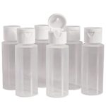 2oz Clear Plastic Empty Bottles with Flip Cap – BPA-free – Set of 6 – Travel Size 2 Ounce – By Chica and Jo