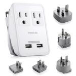 Poweradd [UL Listed] 2-Outlet International Travel Charger Power AC Adapter with Worldwide UK/US/AU/EU/JP Plugs + Dual Smart USB Ports for Business Trip
