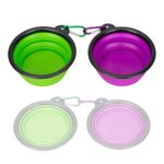 Collapsible Silicone Pet Bowl,set of 2, IDEGG, Food Grade Silicone BPA Free, Foldable Expandable Cup Dish for Pet Dog/Cat Food Water Feeding Portable Travel Bowl (Set of 2, Purple+Green)
