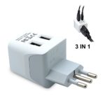 Ceptics USA to Italy Travel Adapter Plug  With Dual USB – Type L – Ultra Compact