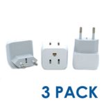Ceptics USA to Most of Europe Travel Adapter Plug – Type C (3 Pack) – Dual Inputs – Ultra Compact