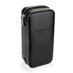 Steinhausen SA1801 Watch Case, Zippered Wallet Travel Case Holds 2 Watches, Luxurious Black Leatherette, Tan Interior, Travel Case