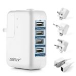 USB Wall Charger, BESTEK 35W 4-Port Power Converter with US UK EU International Travel Adapter