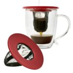 Primula Single Serve Coffee Brew Buddy – Nearly Universal Fit – Ideal for Travel – Eco-Friendly Reusable Fine Mesh Filter – Dishwasher Safe – Red