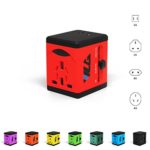 #1 Rated Travel Adapter and Charger – USB Charging Ports – Super Fast Charging – All International Standard Cell Phone/Desktop/Laptop/Touch Screen Tablet/Computer/GPS Chargers – Candy Red