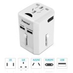 Insten Universal All in One Worldwide Travel Power Plug Wall AC Adapter Charger with Dual USB Charging Ports for US/EU/UK/AU, LG G6, Samsung Galaxy S8 / S8+ S8 Plus, White (2017 New Version)