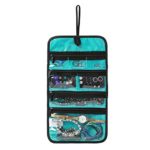 BAGSMART Hanging Travel Jewelry Roll Bag with Zippered Compartments for Earrings & Necklaces & Ring
