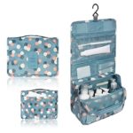 Mr.Pro Waterproof Travel Kit Organizer Bathroom Storage Cosmetic Bag Carry Case Toiletry Bag with Hanging Hook (Polka Dot Blue)
