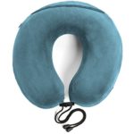 Travelrest – Therapeutic Memory Foam Travel & Neck Pillow – Washable Micro-Fiber Cover – Attaches to Luggage — Molds Perfectly To Your Neck And Head (2-Year Warranty)
