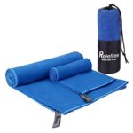 Relefree Premium Microfiber Towel for Travel, Sports & Outdoors FREE Hand/Face Towel & Mesh BAG, Antibacterial Quick-dry (Blue)