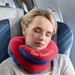 BCOZZY Chin Supporting Travel Pillow – Supports the Head, Neck and Chin in Maximum Comfort in Any Sitting Position. A Patented Product. (ADULT, RED)