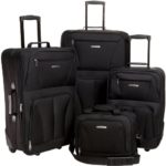 Rockland Luggage Skate Wheels 4 Piece Luggage Set, Black, One Size