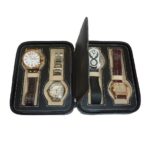 Black Four 4 Slot Zippered Travel Traveler’s Watch Storage Organizer Collector Case