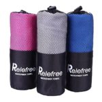 Relefree Microfiber Towel Set 2 Pack Absorbent Quick Drying Antibacterial XL (60″ X 30″) with Hand/Face Towel (24″X15″) & Mesh BAG for Swimming, Travel, Sports, Camping, Beach, Yoga or Bath