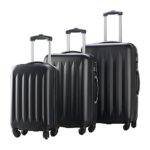 New Black 3 Pcs Luggage Travel Set Bag ABS Trolley Suitcase