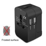 Travel Adapter, VCOO Worldwide All in One Universal Power Converters Wall AC Power Plug Adapter Power Plug Wall Charger with Dual USB Charging Ports for USA EU UK AUS Cell phone laptop – Black