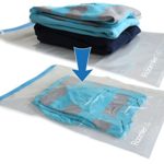 Travel Space Saver Bags (Medium to Large). Pack of 8 Bags. Roll-Up Compression Storage (No Vacuum Needed) & Packing Organizers. Perfect for Travel and Home Storage by RoomierLife