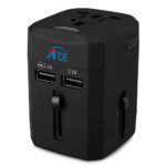 Ace Adapters,Travel Adapter All in One Travel Plug with Dual 2.1A USB Charging Ports Universal Charger for Europe Italy France Germany UK India Spain Australia Canada Cell phone tablet