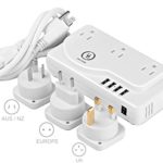 Yubi Power voltage Converter 220V to 110V (500w) rated with 4 USB Charging Port (6200mA) All in One Universal Worldwide Travel Charger AC Power + AU UK US EU Plug Adapters with a traveling pouch.