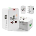 Universal Worldwide Travel Adapter Plug, Costech Wall Charger Adapter AC Power AU UK US EU Plug Adaptor 2 USB Charging Port surge Protector All in One(White)