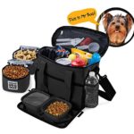 Dog Travel Bag – Week Away Tote For Small Dogs – Includes Bag, 2 Lined Food Carriers, Placemat, and 2 Collapsible Bowls