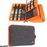 Travel Organizer, BUBM Universal Double Layer Travel Gear Organizer Storage Bag / Electronics Accessories Organizer / USB Cable Organizer Bag – Grey and Orange