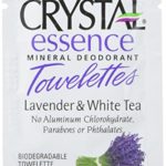 CRYSTAL essence Mineral Deodorant Towelettes – Lavender & White Tea – 24 Pack