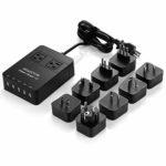 USB Travel Power Strip with 8 International Adapters,5-Port 40W USB Charging Station with 2-Outlet Surge Protector