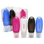 Leakproof Silicone Travel Bottles TSA Airline Carry-On Approved FDA Certification Refillable Portable Containers for Shampoo, Conditioner, Lotion, Toiletries (3oz 4 bottles)