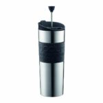 Bodum Travel Tea and Coffee Press, Stainless Steel Insulated Travel Mug, Black, 15 Ounce