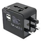 CRAZY AL’S CA613(2.1A) Worldwide Universal International Travel Adapter, with 2 USB Charging Ports & Universal AC Socket,suitable for Apple, Samsung, Sony, Blackberry, HTC,etc. Black