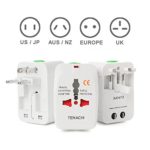 TENACHI Universal Worldwide Plug Adapter Travel Adapter with Built-in Surge Protector All in One Wall Charger Adaptor Adapter works in more than 150 countries including EU UK US AU (0USB)
