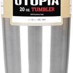 Utopia Tumbler – Stainless Steel Double Wall Insulated Large Coffee Mug / Travel Mug for Hot and Cold Drink (20 Oz, Stainless Steel)