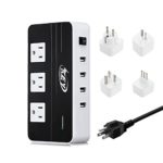 Key Power 200-Watt Step Down 220V to 110V Voltage Converter & International Travel Adapter / Power Strip with 4 USB Ports – [Use for USA appliances overseas]