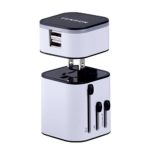 Tensun European Adapter Plug International Travel Charger Power AC Socket with Worldwide UK/US/AU/EU/JP Plugs + Detachable Dual USB Ports Max 3.2A for Business Trip