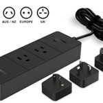 PowerBear Travel Adapter & Surge Protection Power Converter Strip | Charging Station with USB Ports | Global Power Adapter with 3 International Power Adapters – Black [24 MONTH WARRANTY]