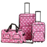 Rockland Luggage 3 Piece Printed Luggage Set, Pink Dot, Medium