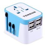 Tensun USB Charger Plug 4-Port USB Wall Charger with US UK EU Worldwide Universal Travel Adapter for iPad, iPhone 7 / 6s / 6 / 5s / 5/ Plus, SE, Galaxy S7 / S6 Edge, S5, Note, LG, Nexus, HTC