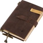 Genuine Leather Travel Journal with Refillable Notebooks (180 Pages), 5.9 x 4.1 Inches, Vintage, Brown, Handmade, Perfect Gift for Men and Women
