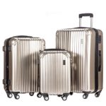 Merax Dreamy ABS+PC 3 Piece Expandable Luggage Set with TSA Lock (Silver w/ light champagne)