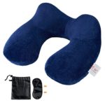 Travel pillow,FMAB,Inflatable Travel&Neck Pillow for Head and Neck Washable Portable Air Travel Set with Ear Plugs,Eye Mask and Drawstring Bag Great Gift for Sleeping on AirPlanes,Car and Train