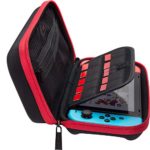 ButterFox Nintendo Switch Deluxe Travel Case with Storage Room for Official AC Adapter and 9 Game Card Slots – Red/Black