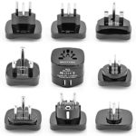 Bestten International Adapter Set with 2 USB Charging Ports 2.1A. Worldwide Travel Power Converters (US, UK, Europe, China, Australia, New Zealand, South Africa, India) Universal 9-Pc Pack