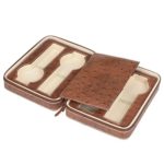 Monkig 4-Watch Ostrich Leatherette Travel Watch Case Organizer Men’s Gift-423-dospu