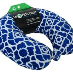 World’s Best Feather Soft Microfiber Neck Pillow, Cobalt Blue Trellis