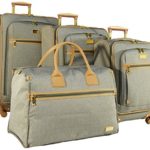 Nicole Miller Taylor Set of 4: Box Bag, 20″, 24″, 28″ Expandable Spinner Luggages (Green)