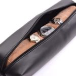 Cosmos ® Black Color PU Leather Watch and Bracelet Travel Storage Roll Bag with Brown Removable Tube Velvet holder