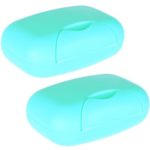 Haiker 2 Pcs Plastic Soap Case Holder Container Box Home Outdoor Hiking Camping Travel Blue