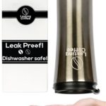 Lasting Coffee Leak Proof Dishwasher Safe Double Wall Insulated Stainless Steel Travel Mug, 16 oz (Metallic Black)